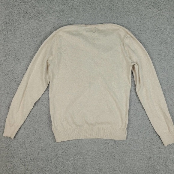 American Eagle Outfitters Sweater Mens Large Beige Knit V-Neck Sweatshirt - Picture 7 of 12